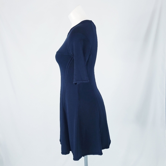 A.L.C Shelby Seamed Raglan Fit and Flare Dress Navy - Picture 5 of 14
